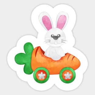 Watercolor Easter Bunny Carrot Car Sticker